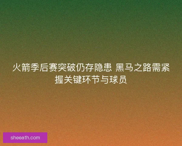 火箭季后赛突破仍存隐患 黑马之路需紧握关键环节与球员